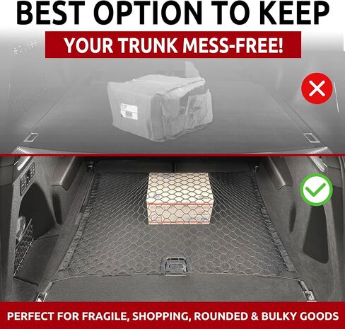 طراز Trunk Strunk Automotive Mesh Mesh Cargo Net لـ Audi Q7 Accessories 2017-2025 - منظمي الجذع المتميز والتخزين - شبكة الأمتعة لسيارات الدفع الرباعي - أفضل منظم السيارات لـ Audi Q7 in Kuwait