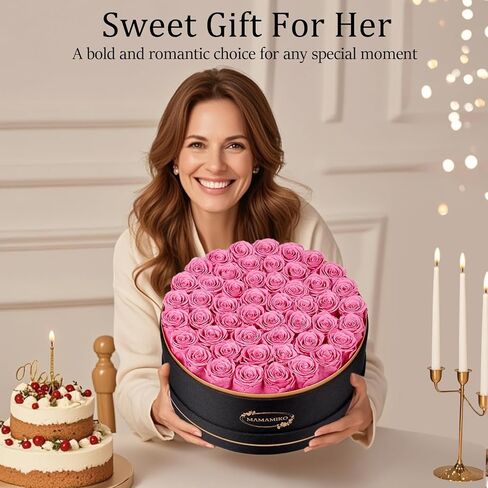 16 Preserved Roses in Heart Shape Gift Box for Her - Forever Flowers for Delivery, Eternal Rose Mothers Gifts for Mom, Wife Anniversary Birthday Gifts for Women, Red in Kuwait