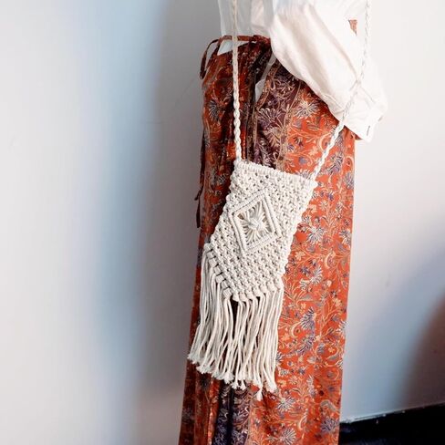 Eiyye Boho Purse Crochet Women's Crossbody Handbags Handmade Purse with Tassel, Lightweight Shoulder Bag Mini Bag in Kuwait