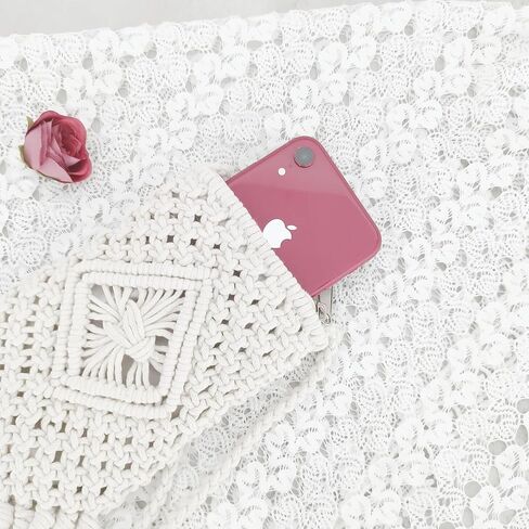 Eiyye Boho Purse Crochet Women's Crossbody Handbags Handmade Purse with Tassel, Lightweight Shoulder Bag Mini Bag in Kuwait