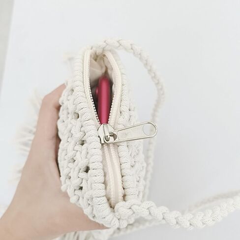 Eiyye Boho Purse Crochet Women's Crossbody Handbags Handmade Purse with Tassel, Lightweight Shoulder Bag Mini Bag in Kuwait