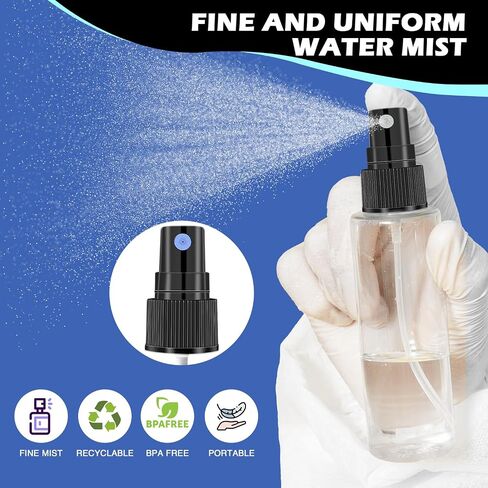 100 Pack 2oz/55ml Plastic Spray Bottles Mini Travel Spray Bottle with Black Cap Empty Fine Mist Spray Bottles Refillable Liquid Container for Perfumes Travel Makeup in Saudi Arabia