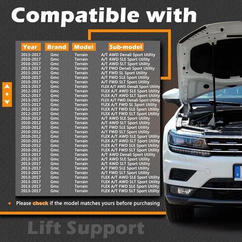 23.12 in 2Pcs Hood Lift Support Struts Gas Spring Shocks Rod Compatible with Gmc Terrain 2010-2017 Replaces # 23408397 (4 Door, Sport Utility) in Saudi Arabia