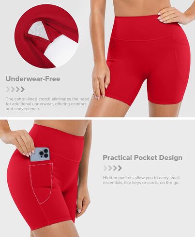 Brxl Buttery Soft Biker Shorts 5 "للنساء مع جيوب لا توجد أمامية أمامية عالية الخصر على الكرة الطائرة الرياضية الصالة الرياضية اليوغا دنة in Kuwait