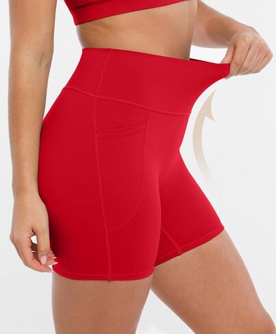 Brxl Buttery Soft Biker Shorts 5 "للنساء مع جيوب لا توجد أمامية أمامية عالية الخصر على الكرة الطائرة الرياضية الصالة الرياضية اليوغا دنة in Kuwait