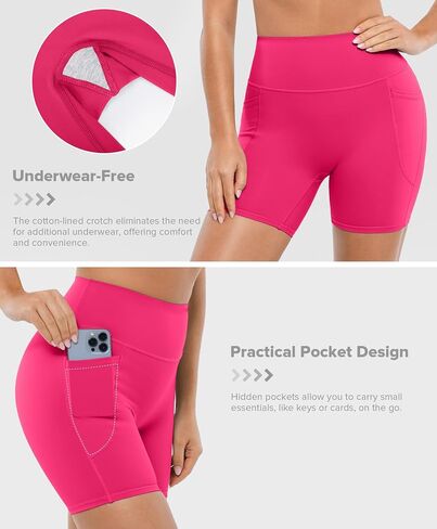 Brxl Buttery Soft Biker Shorts 5 "للنساء مع جيوب لا توجد أمامية أمامية عالية الخصر على الكرة الطائرة الرياضية الصالة الرياضية اليوغا دنة in Kuwait
