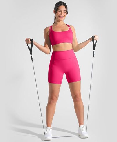 Brxl Buttery Soft Biker Shorts 5 "للنساء مع جيوب لا توجد أمامية أمامية عالية الخصر على الكرة الطائرة الرياضية الصالة الرياضية اليوغا دنة in Kuwait