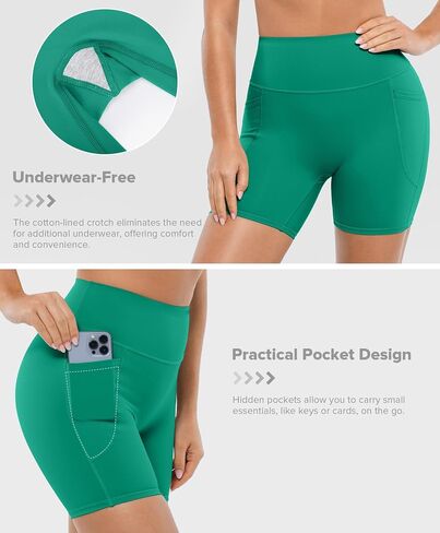 Brxl Buttery Soft Biker Shorts 5 "للنساء مع جيوب لا توجد أمامية أمامية عالية الخصر على الكرة الطائرة الرياضية الصالة الرياضية اليوغا دنة in Kuwait