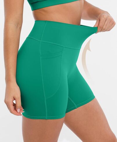 Brxl Buttery Soft Biker Shorts 5 "للنساء مع جيوب لا توجد أمامية أمامية عالية الخصر على الكرة الطائرة الرياضية الصالة الرياضية اليوغا دنة in Kuwait