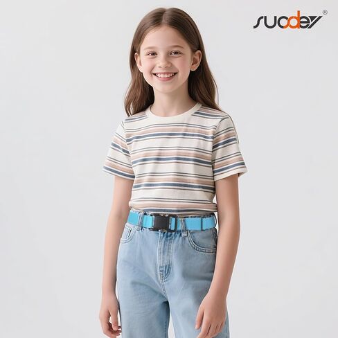 SUOSDEY Kids Elastic Adjustable Belt Easy Clasp Alloy Buckle Stretch Belt Uniform Daily School Toddlers Boys Girls in Kuwait