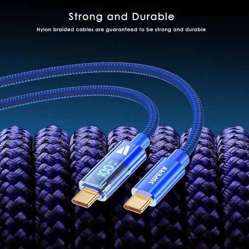 SUPERV Smart LED Nylon Braided Sync Charge USB C to USB C Data 3.3ft/100cm White Cable in Saudi Arabia