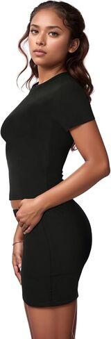 Porrcey Women Sexy Casual 2 قطعة نمر الفهد المطبوع نادي Podycon Mini Dress in Kuwait