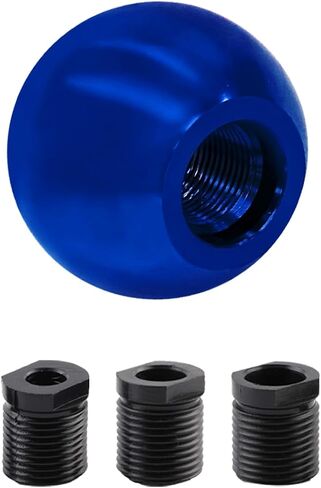 Round Ball Shift Knobs, Gear Shifter Knob, Aluminum Alloy Gear Shift Stick Head with 3 Adapters, Chrome Finish Cool Weighted Gear Shift Knob Fit Manual and Automatic Car (Blue) in Saudi Arabia
