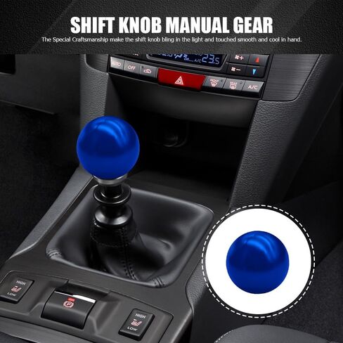 Round Ball Shift Knobs, Gear Shifter Knob, Aluminum Alloy Gear Shift Stick Head with 3 Adapters, Chrome Finish Cool Weighted Gear Shift Knob Fit Manual and Automatic Car (Blue) in Saudi Arabia