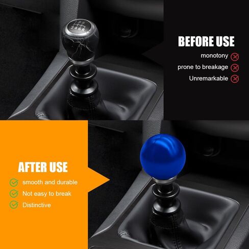 Round Ball Shift Knobs, Gear Shifter Knob, Aluminum Alloy Gear Shift Stick Head with 3 Adapters, Chrome Finish Cool Weighted Gear Shift Knob Fit Manual and Automatic Car (Blue) in Saudi Arabia
