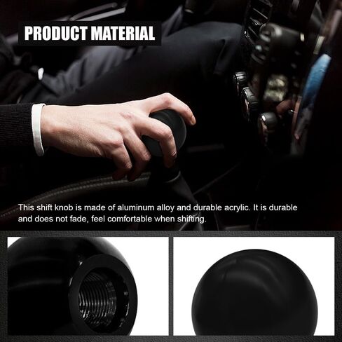 Round Ball Shift Knobs, Gear Shifter Knob, Aluminum Alloy Gear Shift Stick Head with 3 Adapters, Chrome Finish Cool Weighted Gear Shift Knob Fit Manual and Automatic Car (Blue) in Saudi Arabia