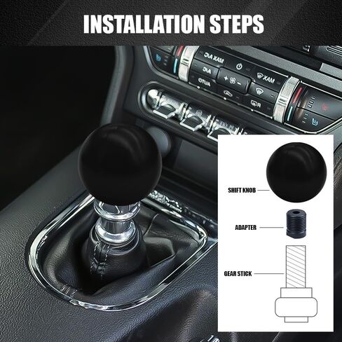 Round Ball Shift Knobs, Gear Shifter Knob, Aluminum Alloy Gear Shift Stick Head with 3 Adapters, Chrome Finish Cool Weighted Gear Shift Knob Fit Manual and Automatic Car (Blue) in Saudi Arabia