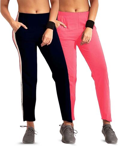 Cotton Track Pants Women's Joggers| Elastic Waistband | Straight Leg Lounge Pants | Perfect Sports Wear | Pack of 2 in Saudi Arabia