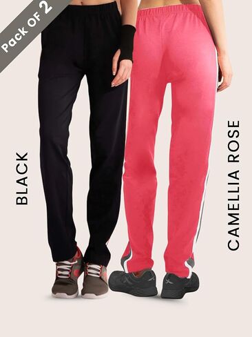 Cotton Track Pants Women's Joggers| Elastic Waistband | Straight Leg Lounge Pants | Perfect Sports Wear | Pack of 2 in Saudi Arabia