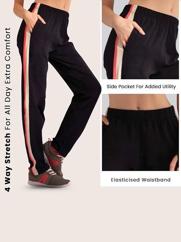 Cotton Track Pants Women's Joggers| Elastic Waistband | Straight Leg Lounge Pants | Perfect Sports Wear | Pack of 2 in Saudi Arabia
