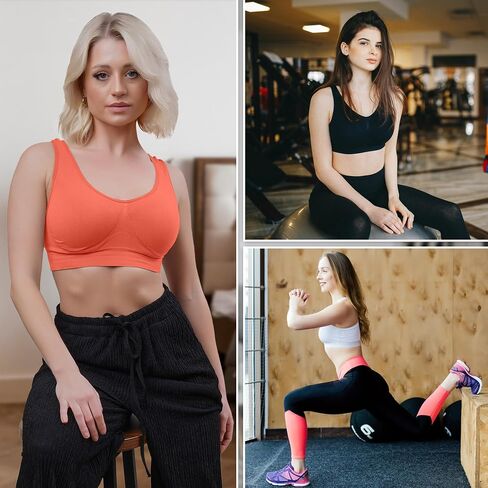 Love My Fashions® Sports Bras for Women Non Padded Soft Stretchy Comfort Push Up Bra for Workout 3-Pack in Saudi Arabia