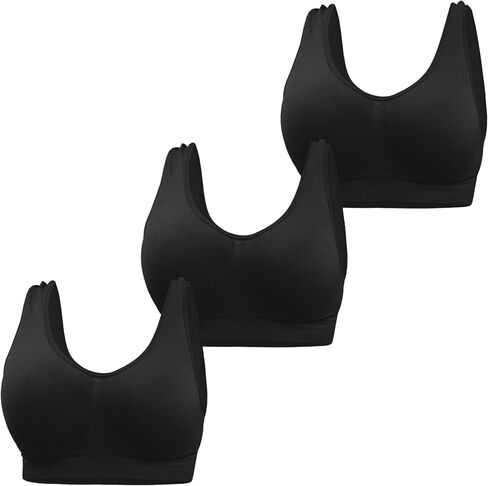 Love My Fashions® Sports Bras for Women Non Padded Soft Stretchy Comfort Push Up Bra for Workout 3-Pack in Saudi Arabia