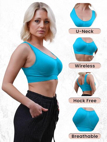 Love My Fashions® Sports Bras for Women Non Padded Soft Stretchy Comfort Push Up Bra for Workout 3-Pack in Saudi Arabia