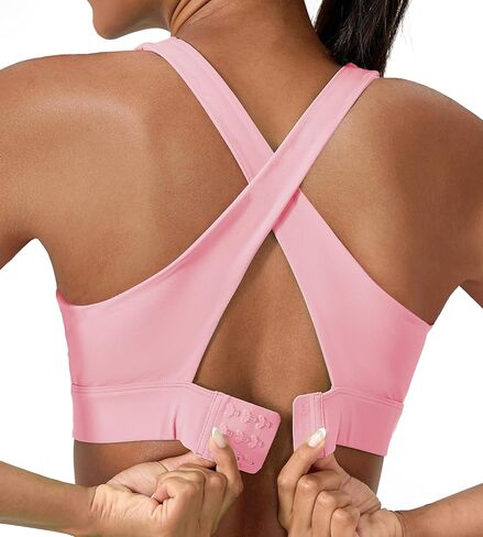 Sports Bra for Women High Impact Padded Workout Bra Twist Front Running Bra Crop Tops Supportive Bras for Yoga Training in Kuwait