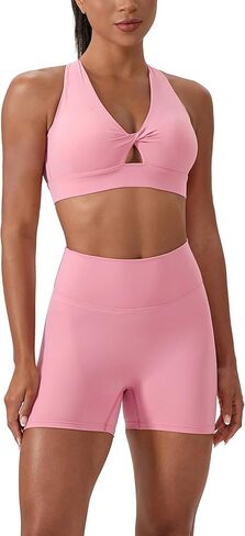 Sports Bra for Women High Impact Padded Workout Bra Twist Front Running Bra Crop Tops Supportive Bras for Yoga Training in Kuwait