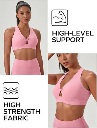 Sports Bra for Women High Impact Padded Workout Bra Twist Front Running Bra Crop Tops Supportive Bras for Yoga Training in Kuwait