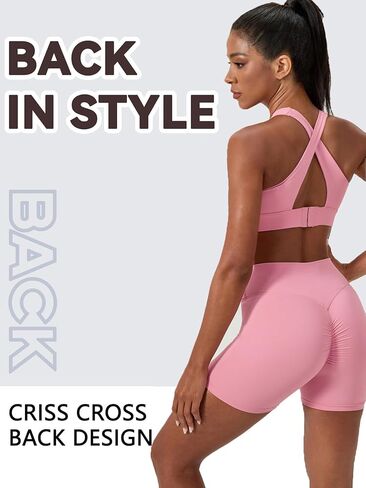 Sports Bra for Women High Impact Padded Workout Bra Twist Front Running Bra Crop Tops Supportive Bras for Yoga Training in Kuwait