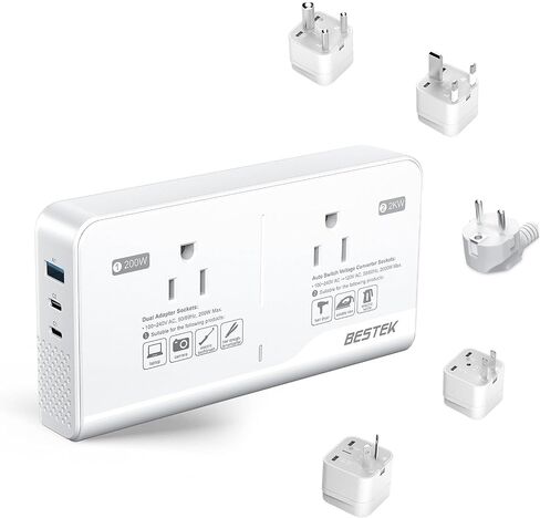 BESTEK 2000W Voltage Converter 220V to 110V International Universal Voltage Converter US to Europe Travel Adapter with 2 AC Outlets and 3 USB Ports(2 PD35W), for Hair Dryer Straightener Coffee Maker in Saudi Arabia