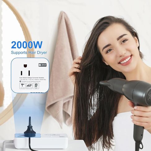 BESTEK 2000W Voltage Converter 220V to 110V International Universal Voltage Converter US to Europe Travel Adapter with 2 AC Outlets and 3 USB Ports(2 PD35W), for Hair Dryer Straightener Coffee Maker in Saudi Arabia