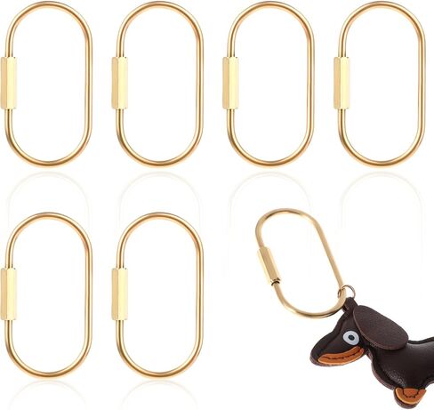 Giantree 6 Pcs Gold Brass Key Rings, Premium Screw Lock Keychain, Key Ring Gold Carabiner Clip with Secure Locking Screw Design Carabiner Keychain Clip for Keys Jewelry Accessories Bags in Saudi Arabia