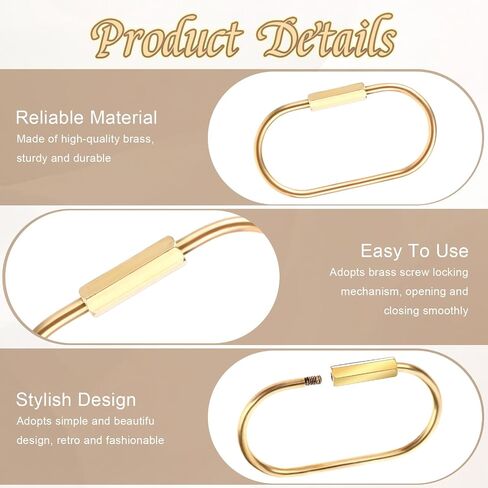 Giantree 6 Pcs Gold Brass Key Rings, Premium Screw Lock Keychain, Key Ring Gold Carabiner Clip with Secure Locking Screw Design Carabiner Keychain Clip for Keys Jewelry Accessories Bags in Saudi Arabia