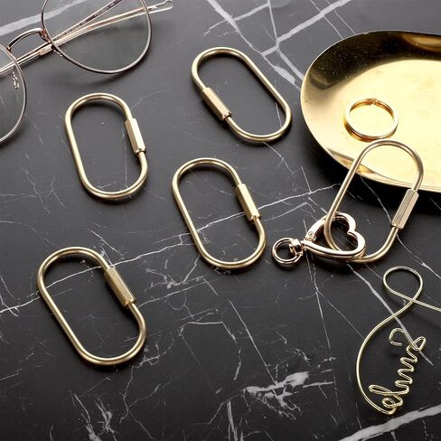 Giantree 6 Pcs Gold Brass Key Rings, Premium Screw Lock Keychain, Key Ring Gold Carabiner Clip with Secure Locking Screw Design Carabiner Keychain Clip for Keys Jewelry Accessories Bags in Saudi Arabia