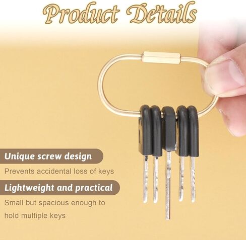 Giantree 6 Pcs Gold Brass Key Rings, Premium Screw Lock Keychain, Key Ring Gold Carabiner Clip with Secure Locking Screw Design Carabiner Keychain Clip for Keys Jewelry Accessories Bags in Saudi Arabia