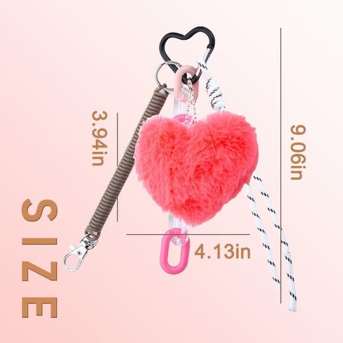 yaozeio Brown Pink Leopard Bag Charms for Handbags Plush Heart Keychain for Purse Rope Charm Fluzzy Backpack Accessories in Saudi Arabia