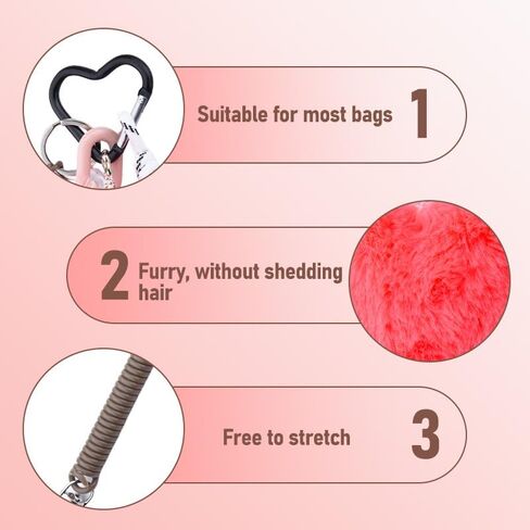 yaozeio Brown Pink Leopard Bag Charms for Handbags Plush Heart Keychain for Purse Rope Charm Fluzzy Backpack Accessories in Saudi Arabia