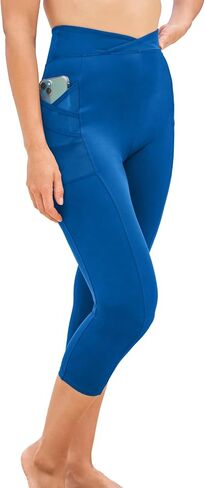 Swim 365 Women's Plus Size High-ALAIST CAPRI مع جيوب شبكية in Saudi Arabia