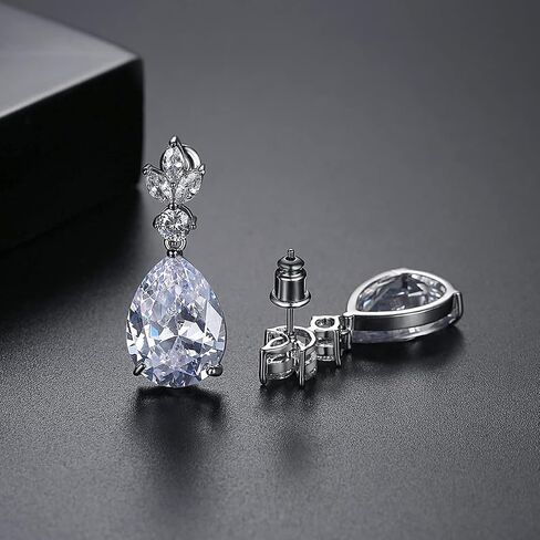 Asscher/Emerald Cut أقراط Moissanite في VVs C-Color ، و 14k الذهب قطرة وأقراط متدلية للنساء ، وهدية رائعة لحفل الزفاف أو الذكرى السنوية in Kuwait