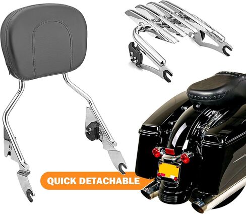 Wsays Sissy Bar Passenger Backrest and Luggage Rack Compatible with Harley Touring Street Electra Road Glide Road King 2009-2025, Gloss Black in Saudi Arabia