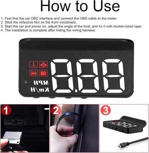 مقياس سرعة الزجاج الأمامي للسيارة ، شاشة عداد السرعة لسيارة OBD2 HUD Windshield لمعظم السيارات in Saudi Arabia