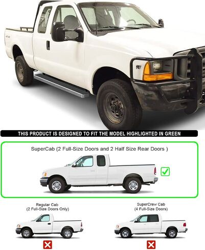 APS (304 من الفولاذ المقاوم للصدأ الفضة المصقول 6in) لوحات تشغيل Nerf Bars خطوات جانبية متوافقة مع Ford F150 1999-2003 Super Cab 4-Door (تشمل 04 Heritage) و F250LD 1999-2003 3 أبواب خفيفة in Saudi Arabia