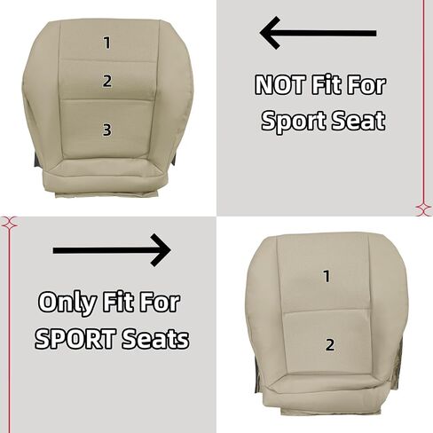 Driver Side Bottom Replacement Leather Seat Cover Tan Compatible with Mercedes Benz GLK250 280 300 350 2008-2015 (for Sport Seat Only) in Saudi Arabia