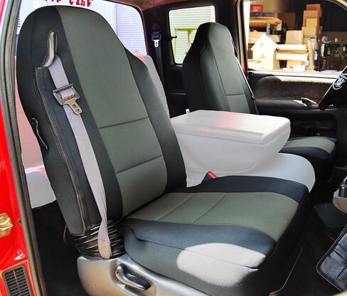 Iggee 1998-2002 Dodge RAM 1500 2500 3500 Artificial Leather Custom Made Exact Fit 2 Front Seat Covers (Black/Beige) in Saudi Arabia