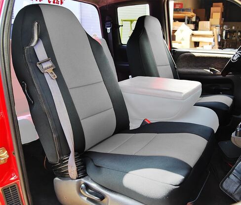 Iggee 1998-2002 Dodge RAM 1500 2500 3500 Artificial Leather Custom Made Exact Fit 2 Front Seat Covers (Black/Beige) in Saudi Arabia