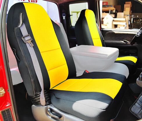 Iggee 1998-2002 Dodge RAM 1500 2500 3500 Artificial Leather Custom Made Exact Fit 2 Front Seat Covers (Black/Beige) in Saudi Arabia