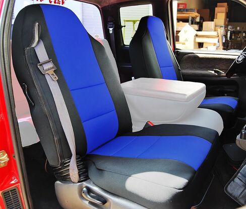 Iggee 1998-2002 Dodge RAM 1500 2500 3500 Artificial Leather Custom Made Exact Fit 2 Front Seat Covers (Black/Beige) in Saudi Arabia