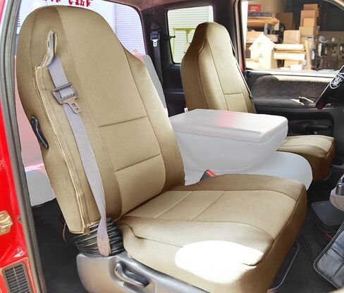 Iggee 1998-2002 Dodge RAM 1500 2500 3500 Artificial Leather Custom Made Exact Fit 2 Front Seat Covers (Black/Beige) in Saudi Arabia